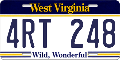 WV license plate 4RT248