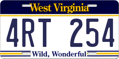 WV license plate 4RT254