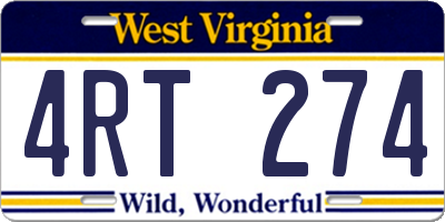 WV license plate 4RT274