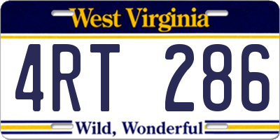 WV license plate 4RT286