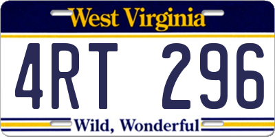 WV license plate 4RT296
