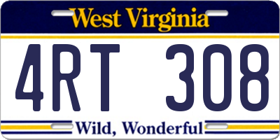 WV license plate 4RT308