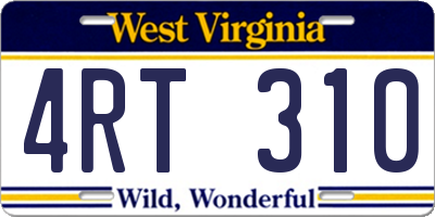WV license plate 4RT310