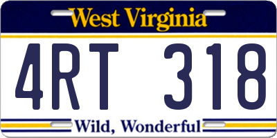 WV license plate 4RT318