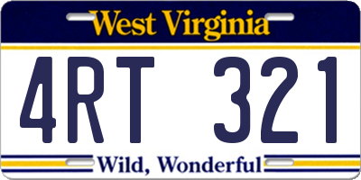WV license plate 4RT321