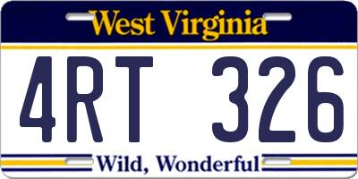 WV license plate 4RT326