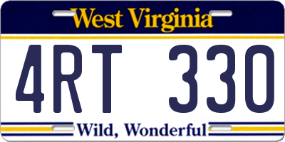 WV license plate 4RT330