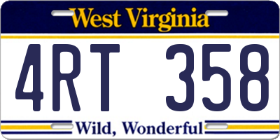 WV license plate 4RT358