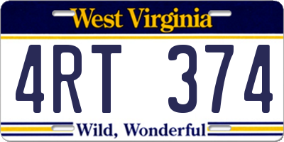 WV license plate 4RT374