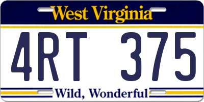 WV license plate 4RT375