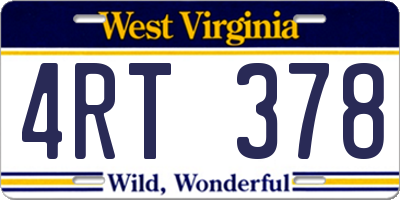 WV license plate 4RT378