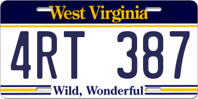 WV license plate 4RT387