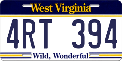 WV license plate 4RT394