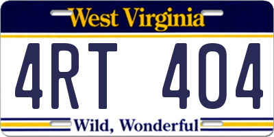 WV license plate 4RT404