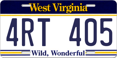 WV license plate 4RT405
