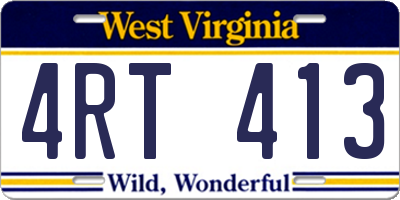 WV license plate 4RT413