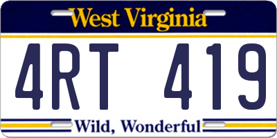 WV license plate 4RT419
