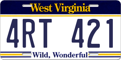 WV license plate 4RT421