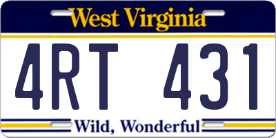 WV license plate 4RT431