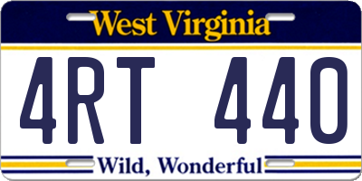 WV license plate 4RT440