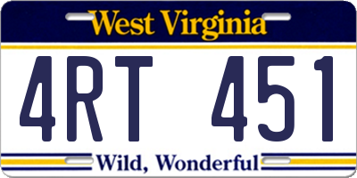 WV license plate 4RT451