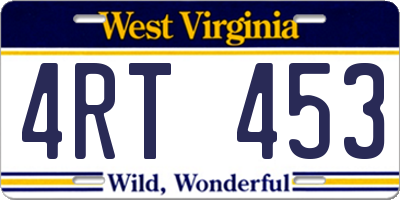WV license plate 4RT453