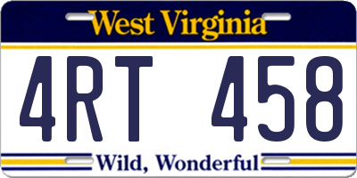 WV license plate 4RT458
