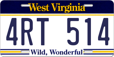 WV license plate 4RT514