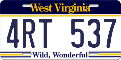 WV license plate 4RT537