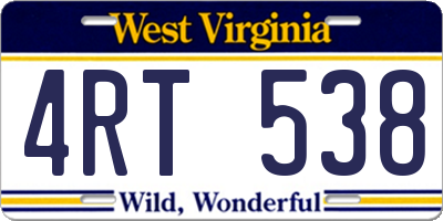 WV license plate 4RT538