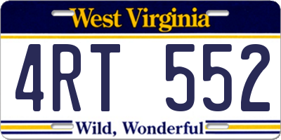 WV license plate 4RT552