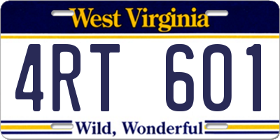 WV license plate 4RT601