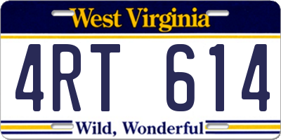 WV license plate 4RT614