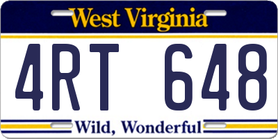 WV license plate 4RT648