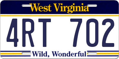 WV license plate 4RT702
