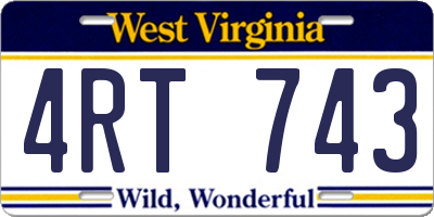 WV license plate 4RT743