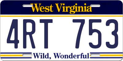 WV license plate 4RT753