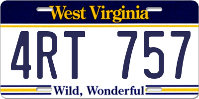 WV license plate 4RT757
