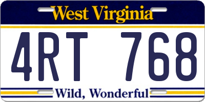WV license plate 4RT768