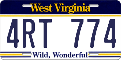 WV license plate 4RT774