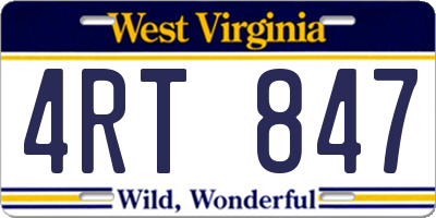 WV license plate 4RT847