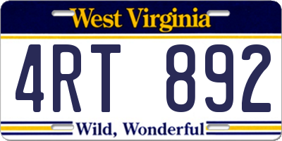 WV license plate 4RT892