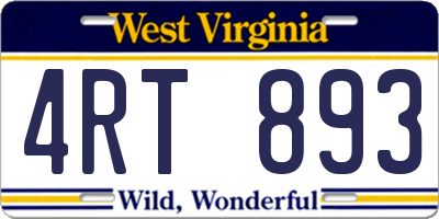 WV license plate 4RT893