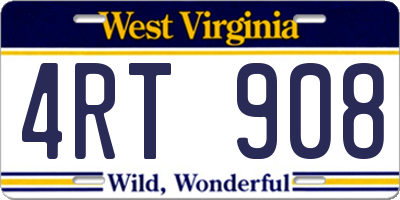 WV license plate 4RT908