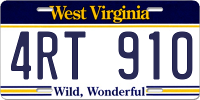 WV license plate 4RT910