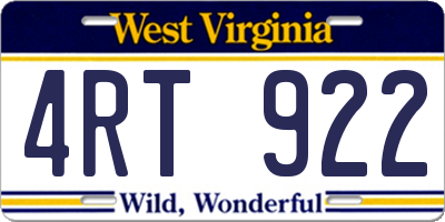WV license plate 4RT922