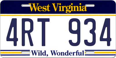 WV license plate 4RT934