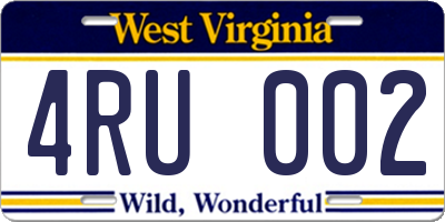 WV license plate 4RU002