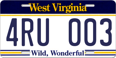 WV license plate 4RU003