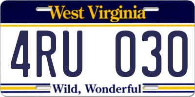 WV license plate 4RU030